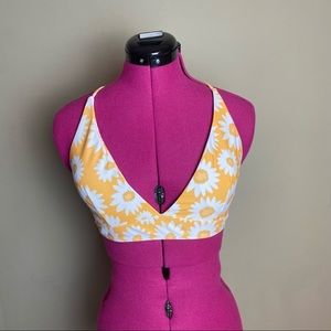 Strappy Yellow Floral Bikini Top